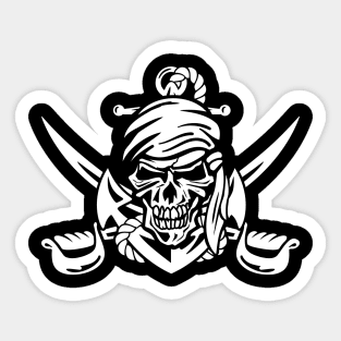 Pirate Skull with Anchor, Rope and Crossed Swords Sticker